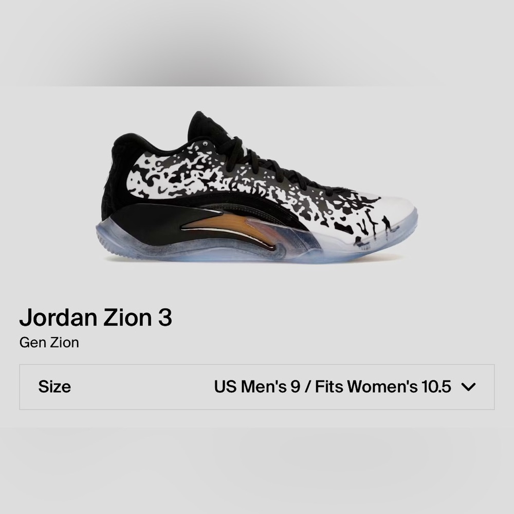 Zion 3 Black and White Sneakers